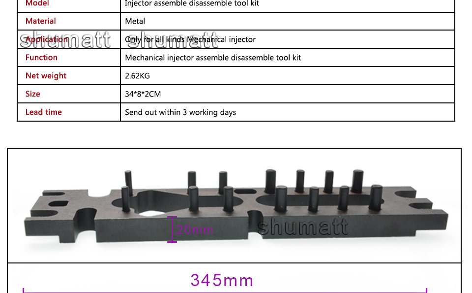Shumatt High quality Diesel Injection Pump Tools for SHUMATT Fuel Pump